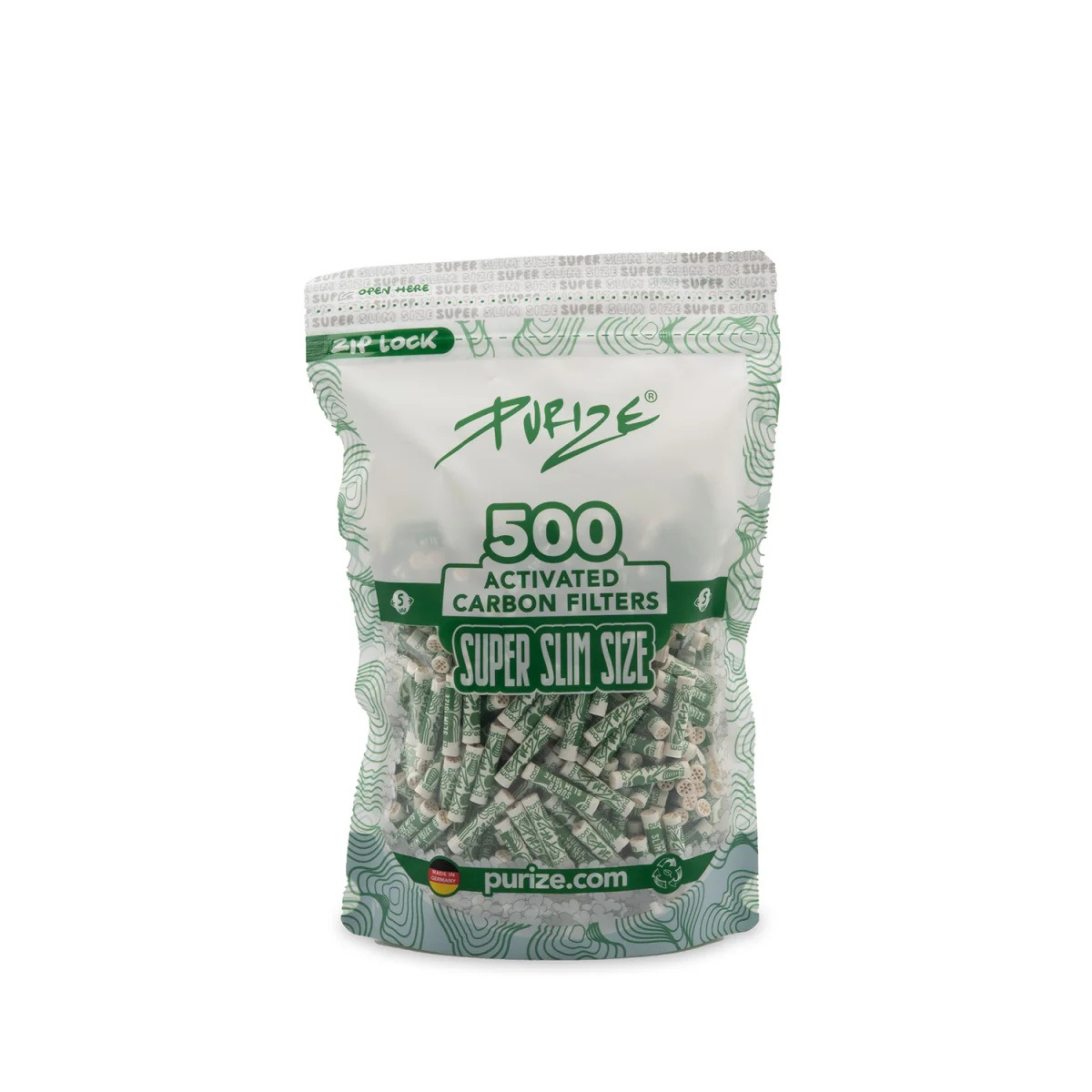 PURIZE Super Slim Aktivkohlefilter 5mm White, 500 Stück