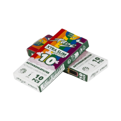PURIZE XTRA Slim Aktivkohlefilter Rainbow 10 Stück Schachtel