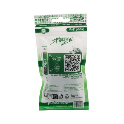 Rückseite PURIZE XTRA Slim 6mm Green Aktivkohlefilter 50 Stück