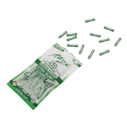Nahaufnahme PURIZE XTRA Slim 6mm Aktivkohlefilter in Grün