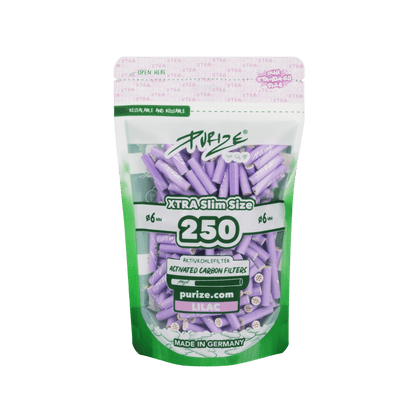 PURIZE XTRA Slim 6mm Aktivkohlefilter Lilac 250 Stück