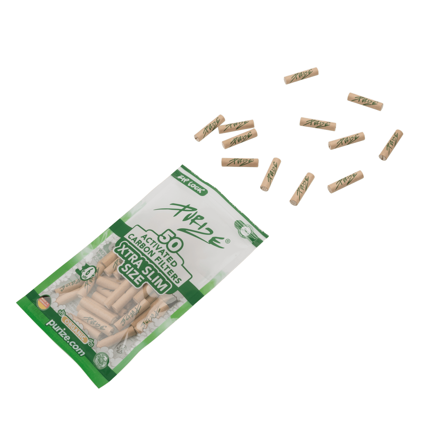 Nahaufnahme PURIZE XTRA Slim 6mm Organic Aktivkohlefilter