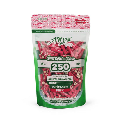 PURIZE XTRA Slim 6mm Aktivkohlefilter Pink 250 Stück Beutel
