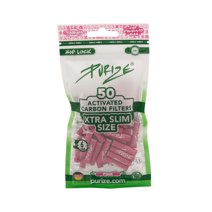 PURIZE XTRA Slim Aktivkohlefilter 6mm Pink 50 Stück