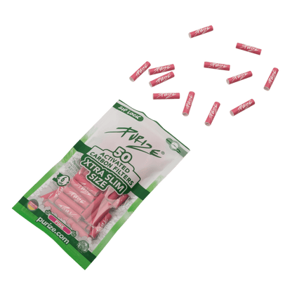 Detailansicht PURIZE 6mm Aktivkohlefilter Pink mit Keramikkappen