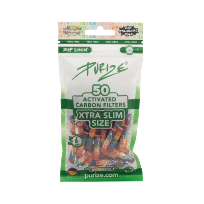PURIZE XTRA Slim 6mm Aktivkohlefilter Rainbow 50 Stück