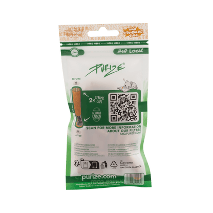 Rückseite PURIZE XTRA Slim 6mm Spy Aktivkohlefilter 50 Stück