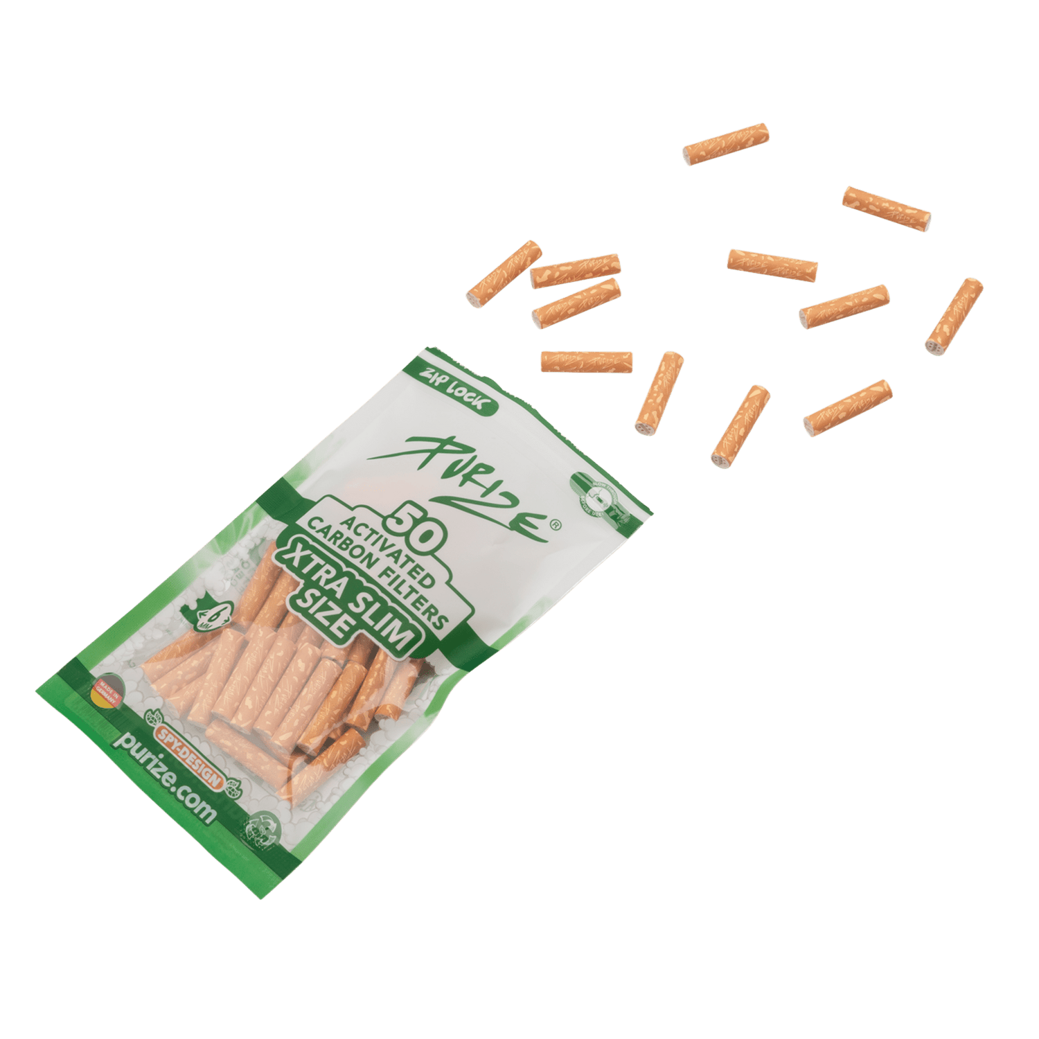 Detailansicht PURIZE XTRA Slim 6mm Aktivkohlefilter Spy