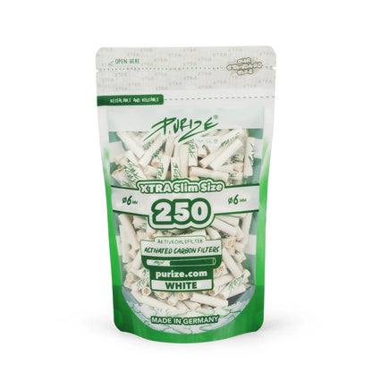 PURIZE XTRA Slim 6mm Aktivkohlefilter White 250 Stück Beutel