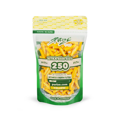 PURIZE XTRA Slim 6mm Aktivkohlefilter Yellow 250 Stück Beutel