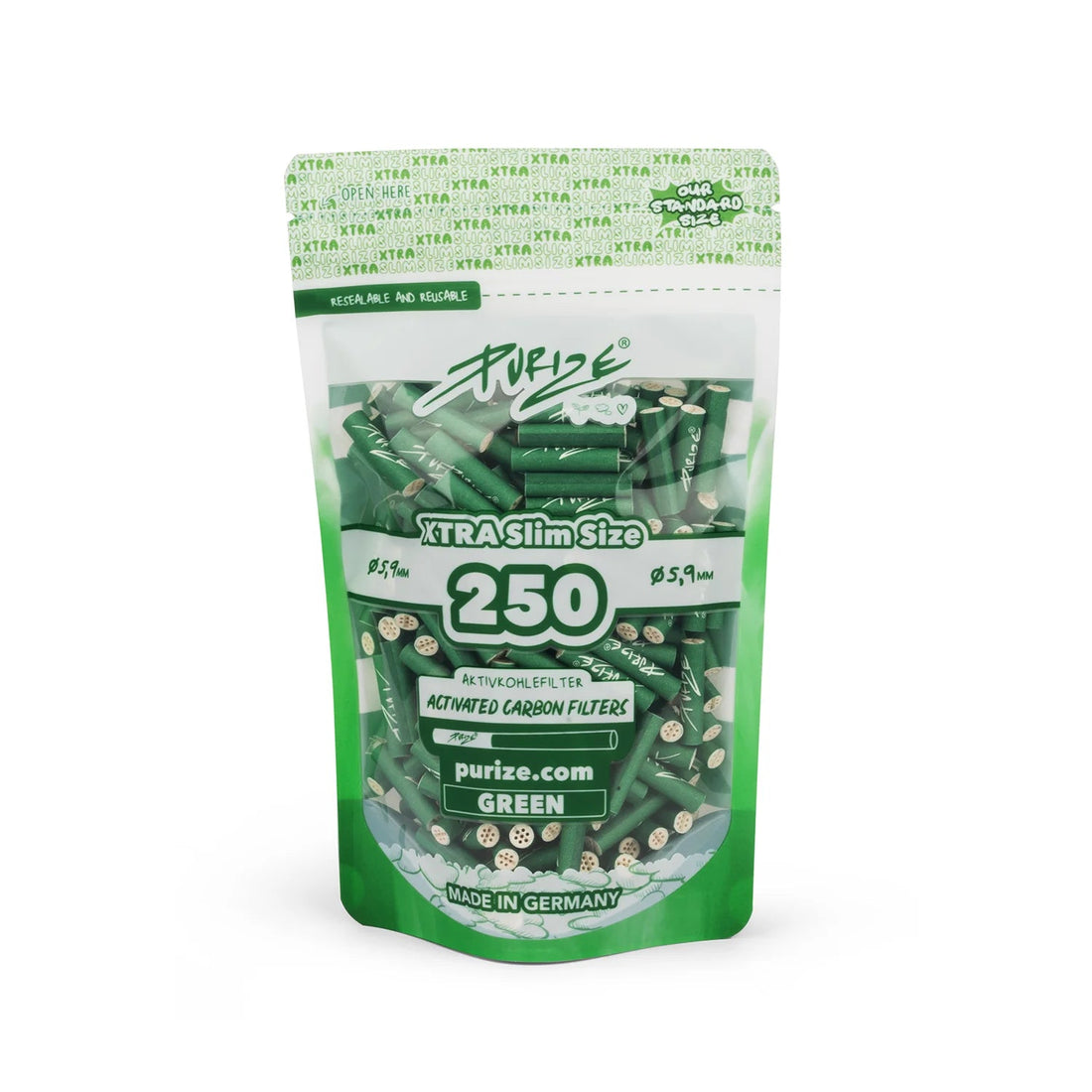 Purize - Xtra Slim Size 6mm - 250 Stück - Green kaufen bei rauchwerk.ch