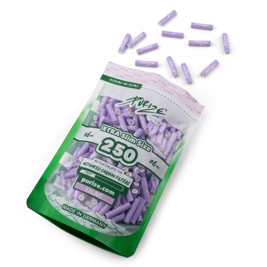 Purize - Xtra Slim Size 6mm - 250 Stück - Lilac kaufen bei rauchwerk.ch