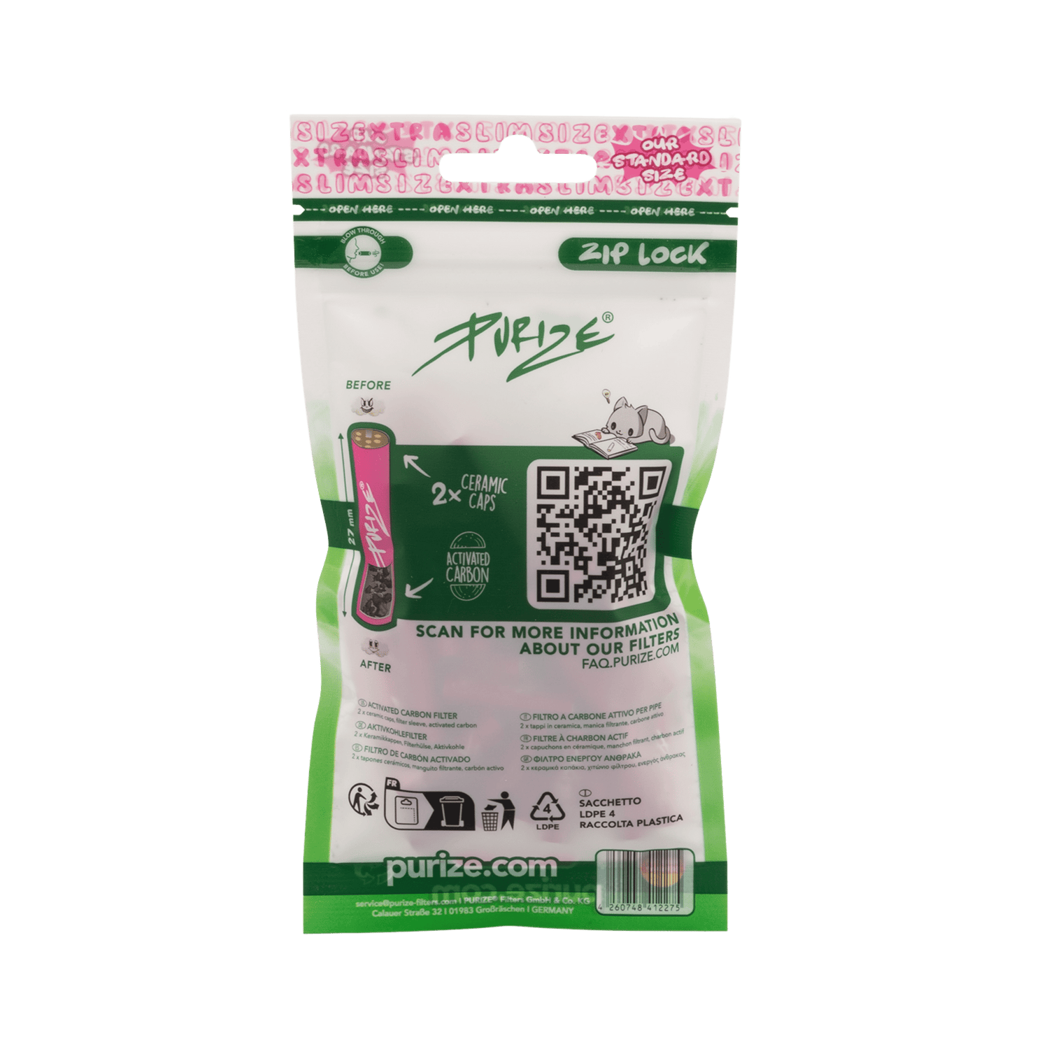 Purize - Xtra Slim Size - 6mm - 50 Stück - Pink kaufen bei rauchwerk.ch