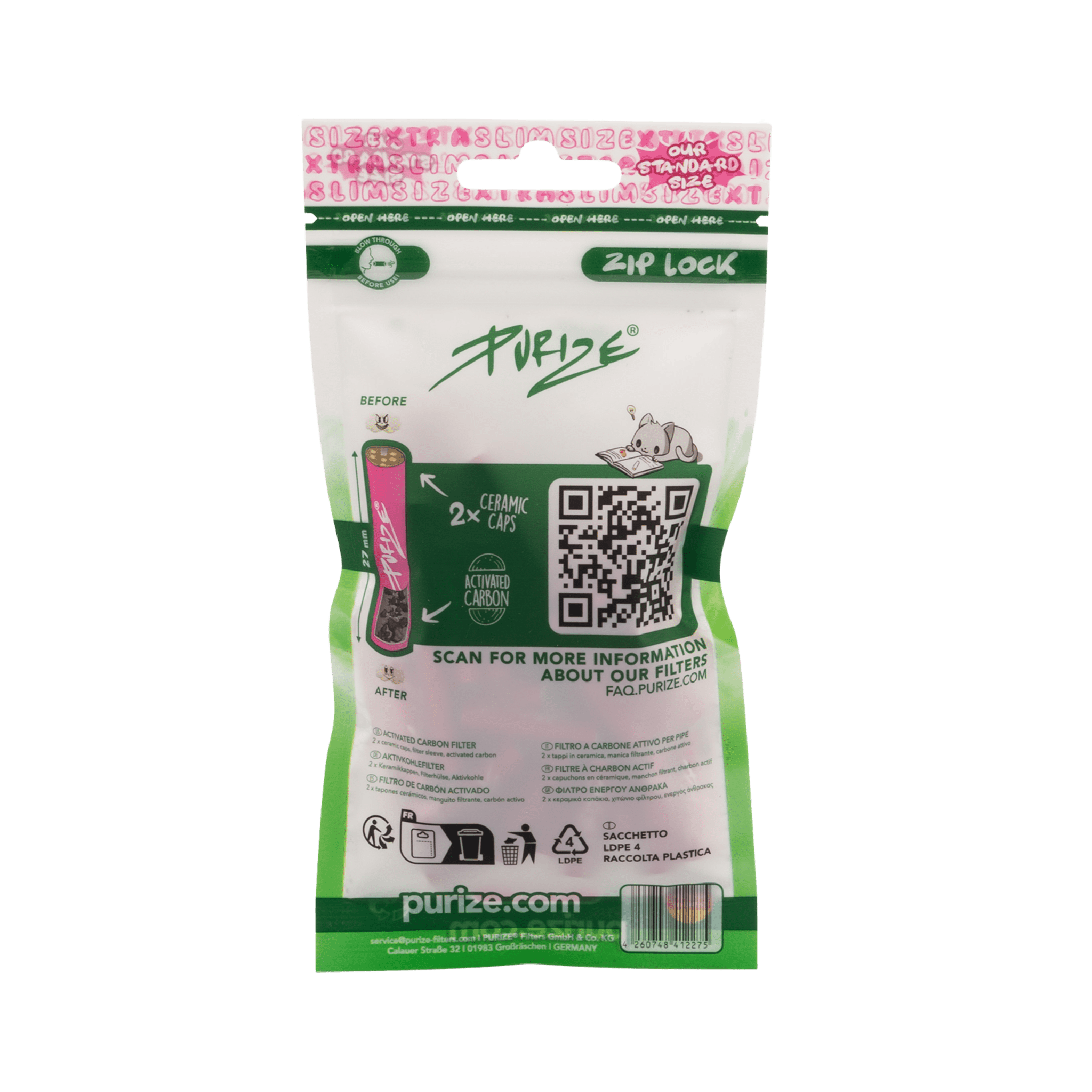 Purize - Xtra Slim Size - 6mm - 50 Stück - Pink kaufen bei rauchwerk.ch