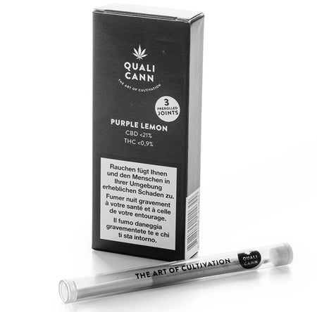 Qualicann Prerolled CBD Joints Purple Lemon 3 Stück Packung