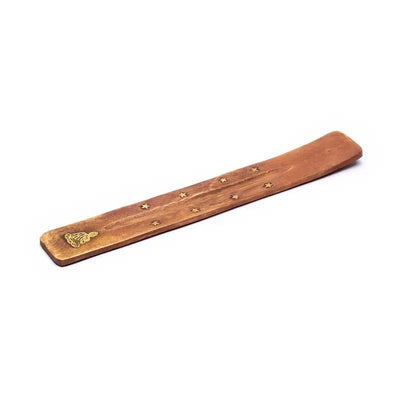 Seitenansicht Holz Räucherstäbchenhalter Buddha mit Stäbchenöffnung