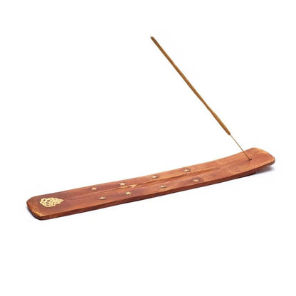 Räucherstäbchenhalter aus Holz mit Ganesh Metall-Emblem