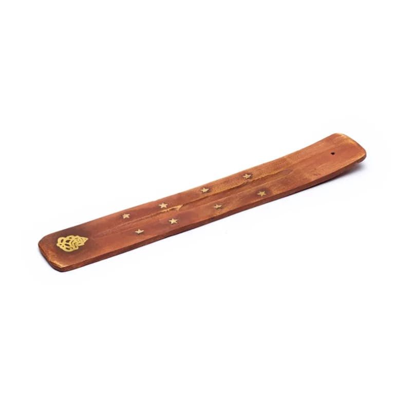 Seitenansicht Holz Räucherstäbchenhalter Ganesh mit Stäbchenöffnung