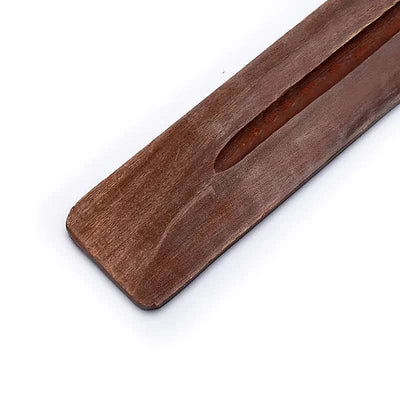 Detail der Ascherinne am Holz Räucherstäbchenhalter Natur