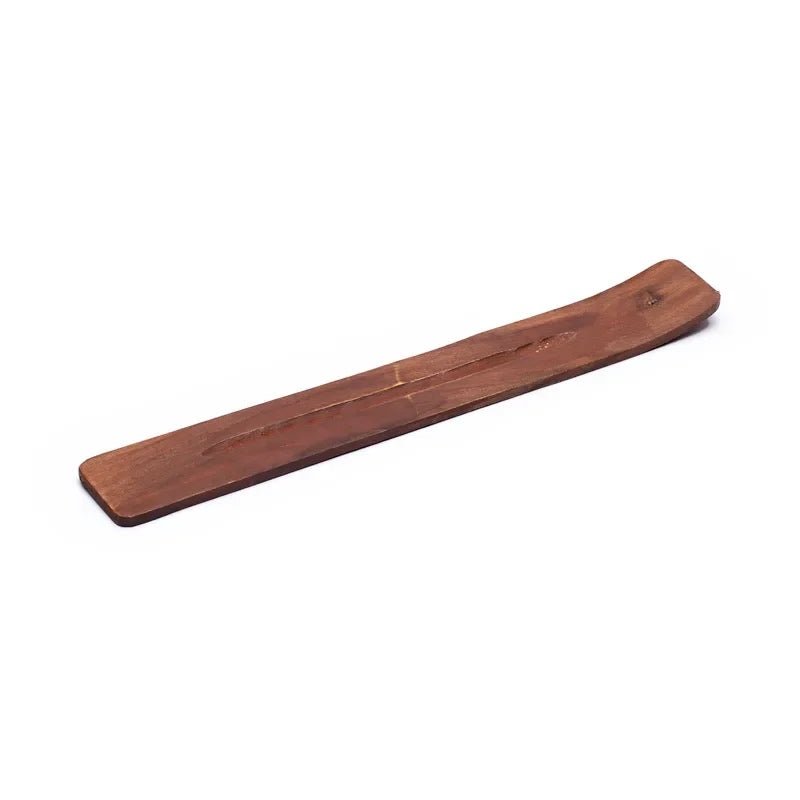 Seitenansicht Naturholz Räucherstäbchenhalter Schiffchenform mit Stäbchenloch