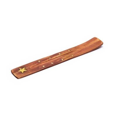 Seitenansicht Holz Räucherstäbchenhalter Stern mit Stäbchenöffnung