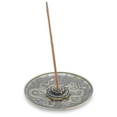 Räucherstäbchenhalter aus Metall in Bronze mit Drachenmotiv