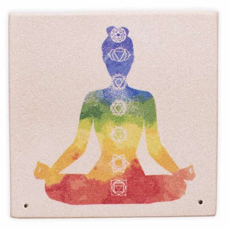 Detailansicht 7 Chakren Digitaldruck auf Sandstein Räucherstäbchenhalter