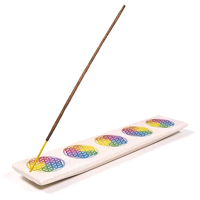 Sandstein Räucherstäbchenhalter Blume des Lebens mit Digitaldruck