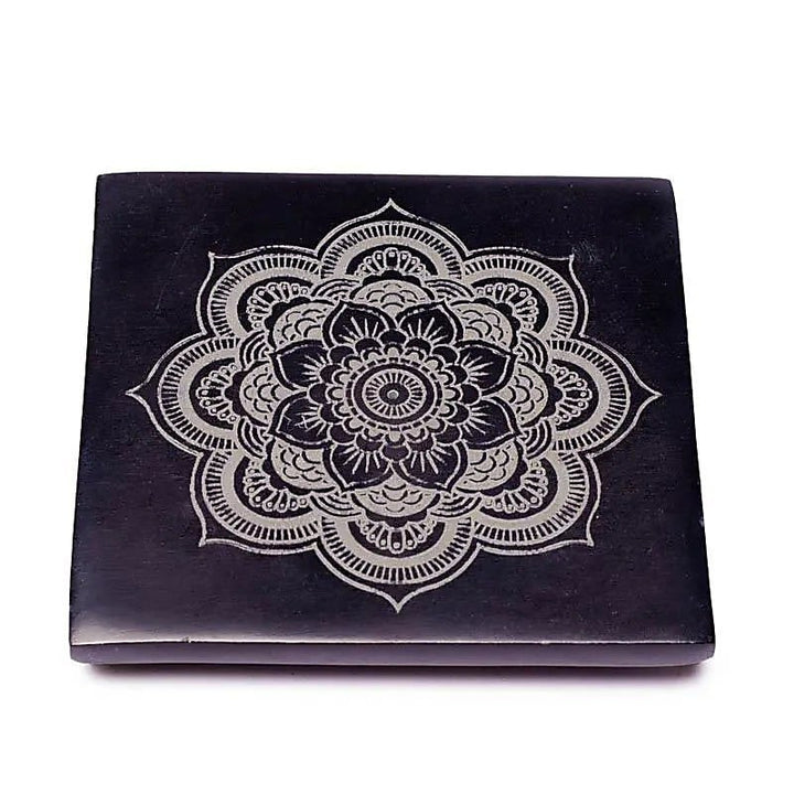 Speckstein Räucherstäbchenhalter Mandala-Blume zweite Produktansicht