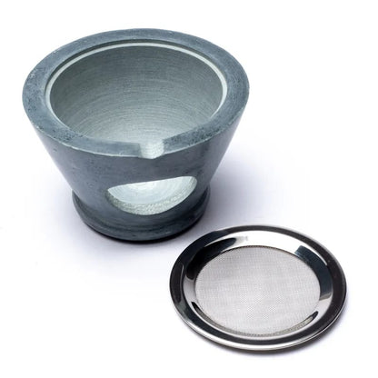 Speckstein Räuchergefäss grau mit entnommenem Sieb-Einsatz