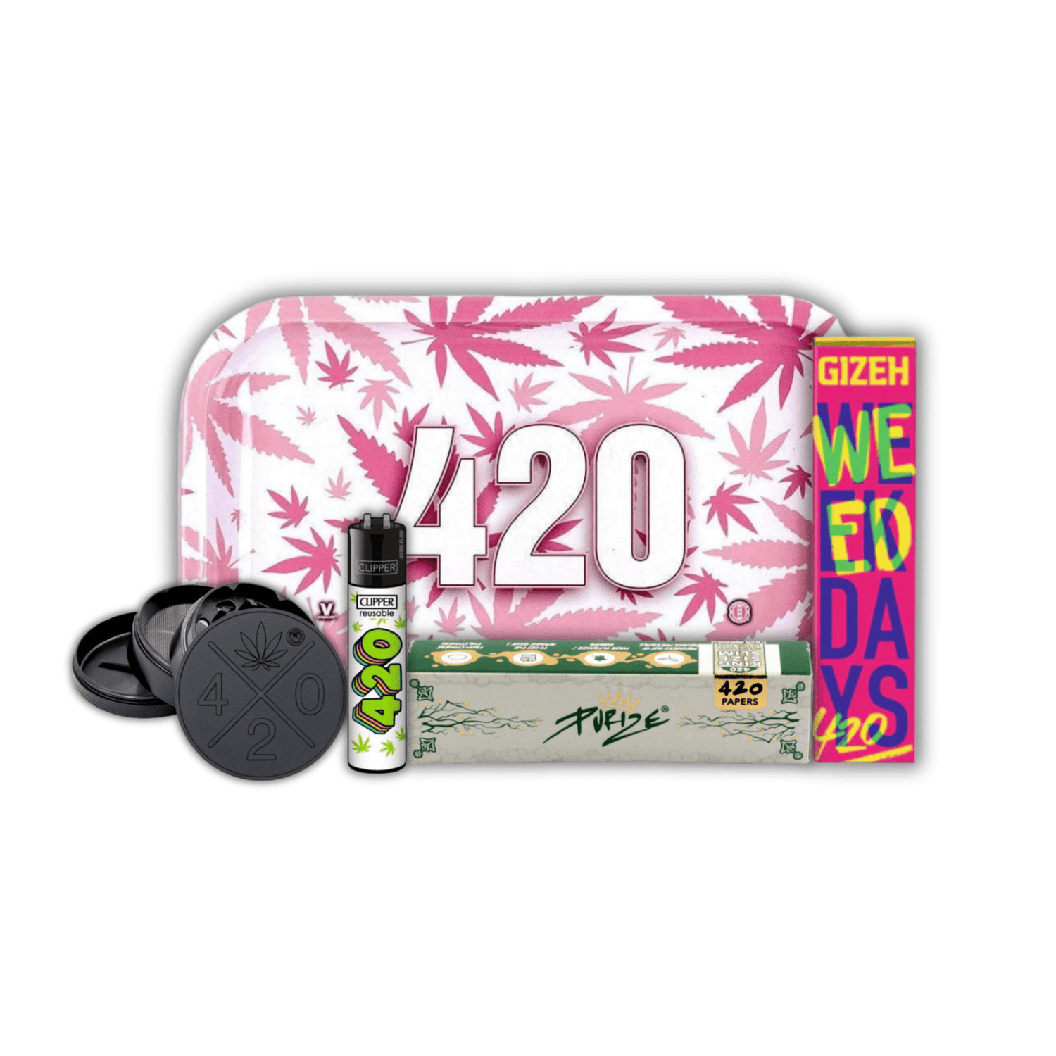 Rauchwerk 420 Bundle mit Grinder, Tray, Papers und Clipper