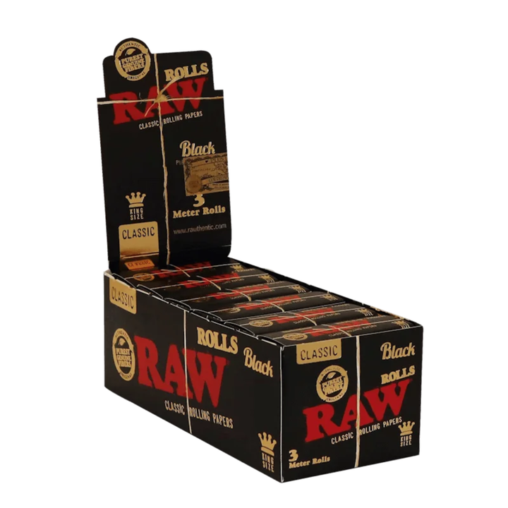 RAW Black Rolls King Size geöffnetes Display 12 Rollen