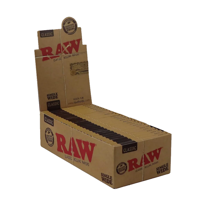 RAW Classic Single Wide geöffnetes Display mit 25 Heftchen