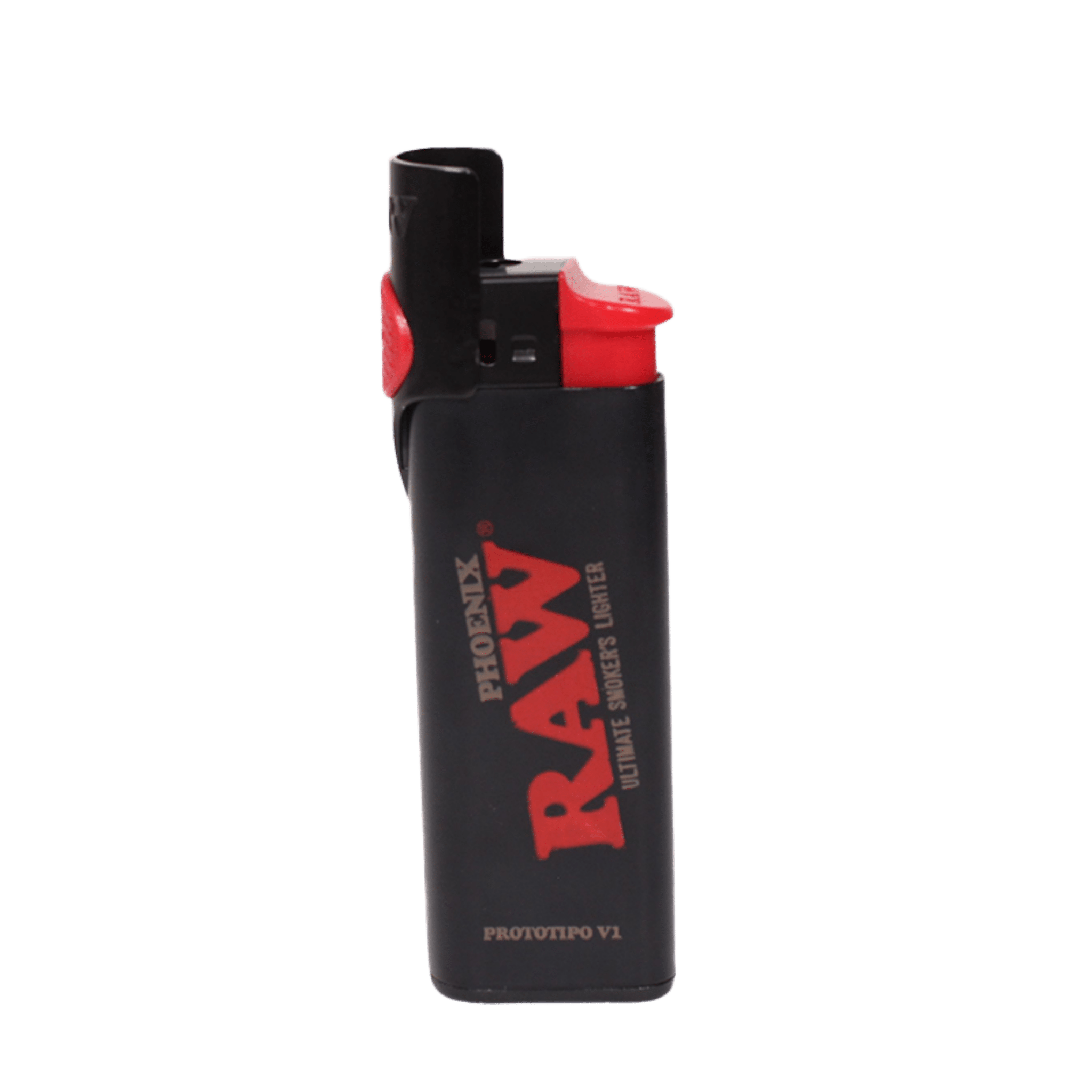 RAW Phoenix Feuerzeug schwarz mit Windschutz und Stopfer