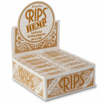 Display mit 24 Rollen RIPS Braun Hanf King Size Roll