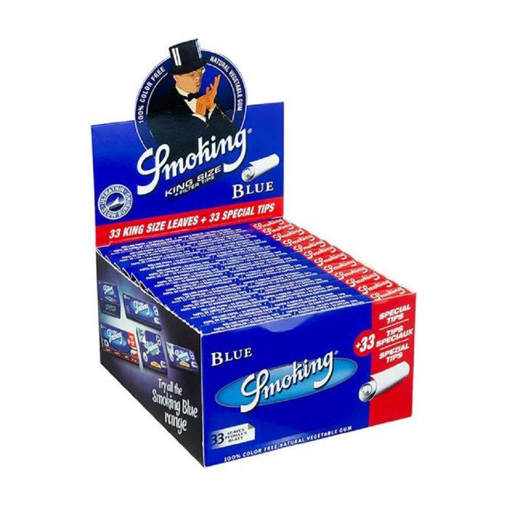 Smoking Blue King Size + Tips Display mit 24 Heftchen