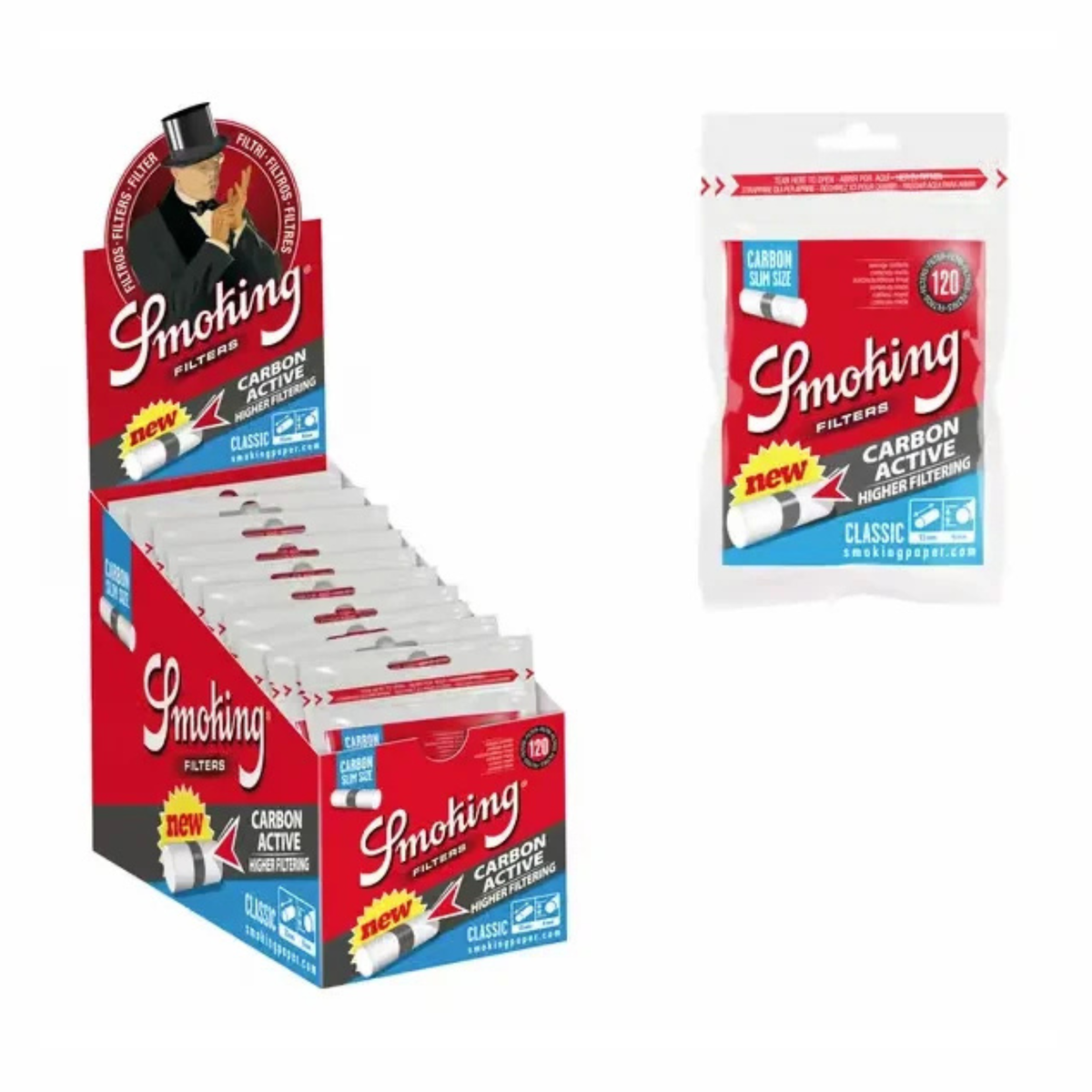 Smoking Slim Classic Aktivkohle Filter Box 10 x 120 Stück