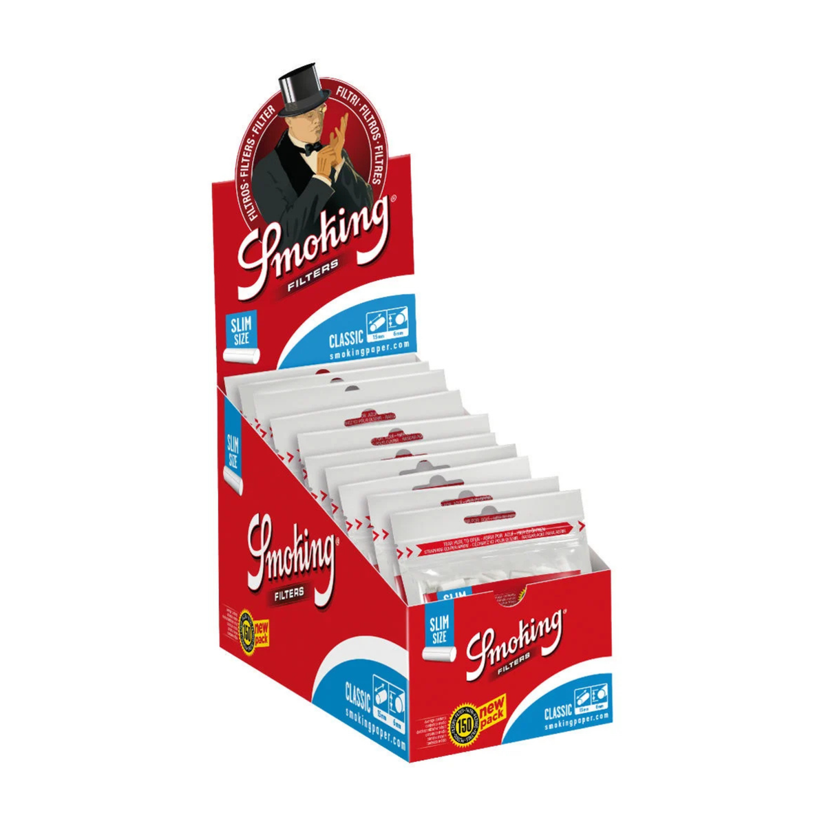 Smoking Slim Classic Blue Filter Box 10 x 150 Stück