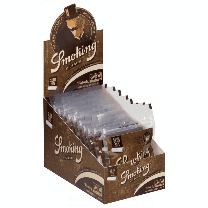 Smoking Slim Filter Classic Brown Display mit 20 Beuteln