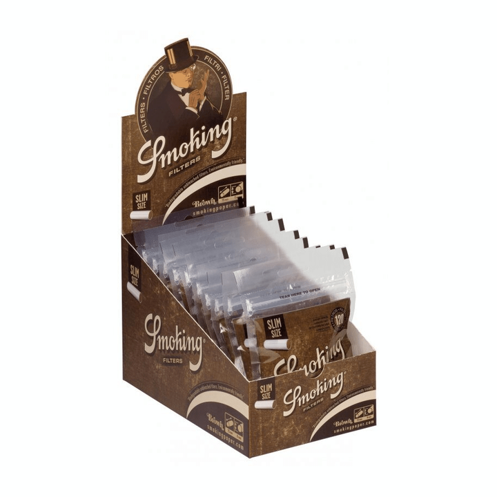 Smoking Slim Filter Classic Brown Display mit 20 Beuteln