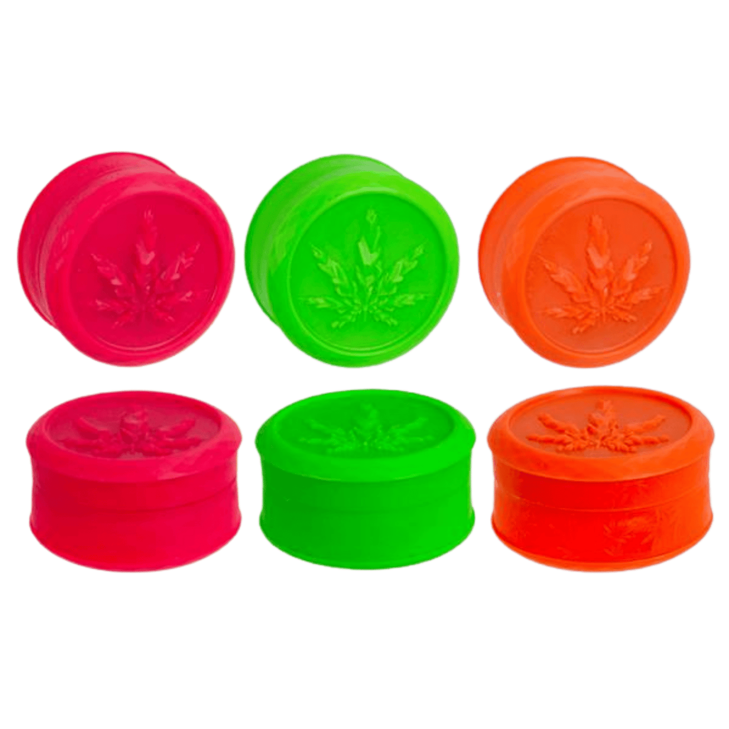 Soft Touch Neon Grinder 50mm in Rot, Grün und Orange