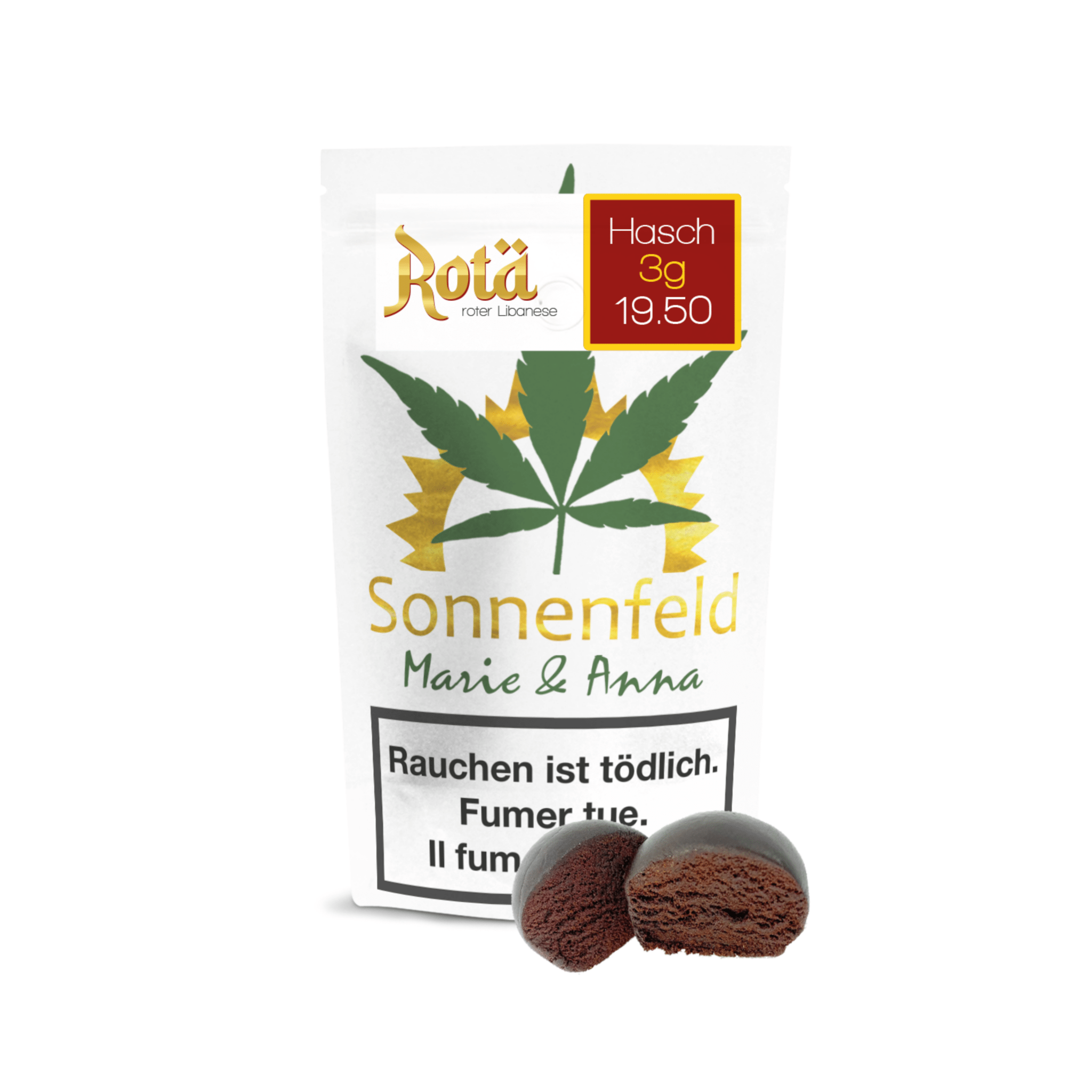 Sonnenfeld Rotä roter Libanese CBD Hasch 3g als rotbrauner Block