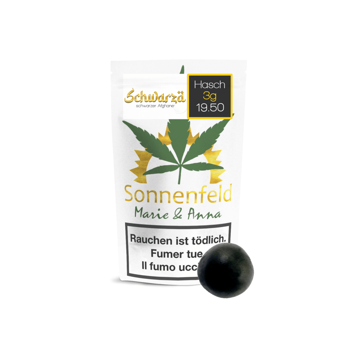 Sonnenfeld Schwarzä Schwarzer Afghane CBD Hasch 3g als dunkler harziger Block