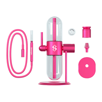 Stündenglass Gravity Infuser Pink mit Silikonschlauch Glasbowl und Hookahbowl