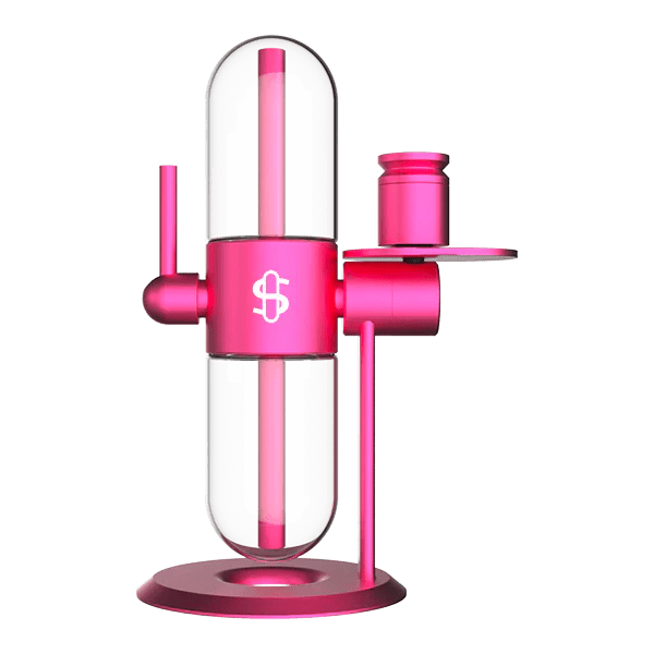 Stündenglass Gravity Infuser Pink 360 Grad Glas Wasserpfeife komplett aufgebaut