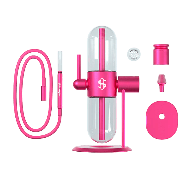 Stündenglass Gravity Infuser Pink mit Silikonschlauch Glasbowl und Hookahbowl