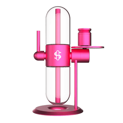 Stündenglass Gravity Infuser Pink 360 Grad Glas Wasserpfeife komplett aufgebaut