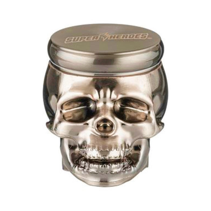 Grinder 4 parti, 55 mm, Skull argentato – macinino per erbe e tabacco