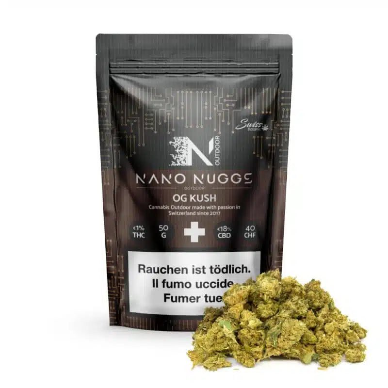 Swiss Botanic Nano Nuggs OG Kush Outdoor CBD Blüten 50g Beutel