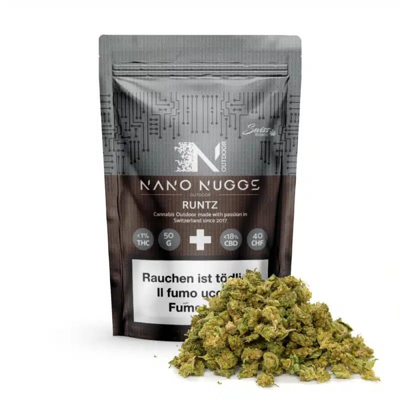 Swiss Botanic Nano Nuggs Runtz Outdoor CBD Blüten 50g Beutel